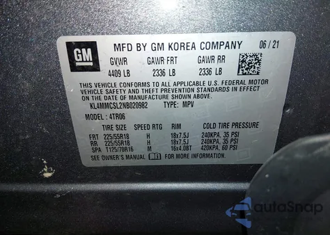 2022 Buick Encore Gx Awd Preferred z USA, uszkodzony, nr VIN KL4MMCSL2NB020982